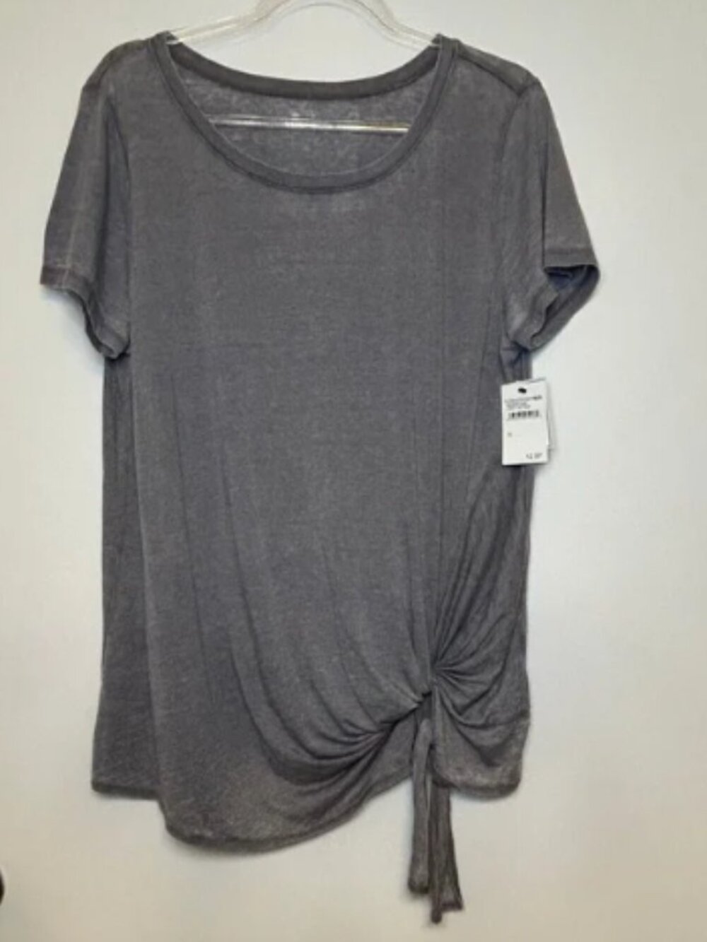 Susina Gray Side‑Tie Short Sleeve Tee Size XL